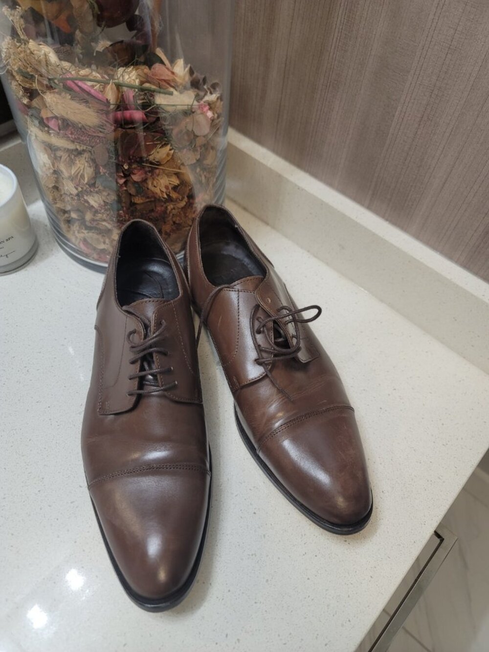 A.TESTONI Brown Leather Shoes Size 10.5 M  Preowned Excellent Condition